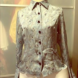 Blue silk blouse
